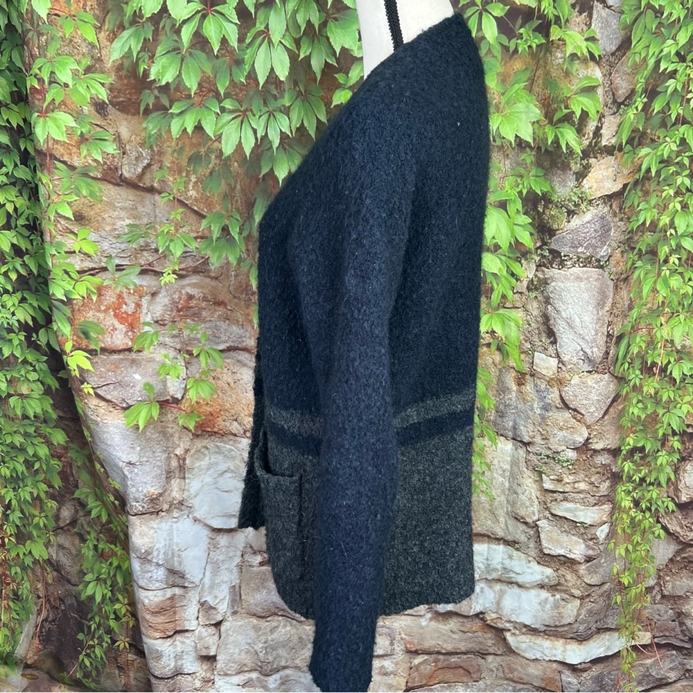 MADEWELL Chunky Gray and Charcoal Double Breasted Wool Blend Cardigan, S - Picture 4 of 9